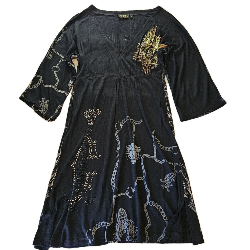 Christian Audigier Midi Dress Black Small